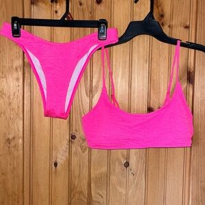 Hot Pink Textured Bikini Set